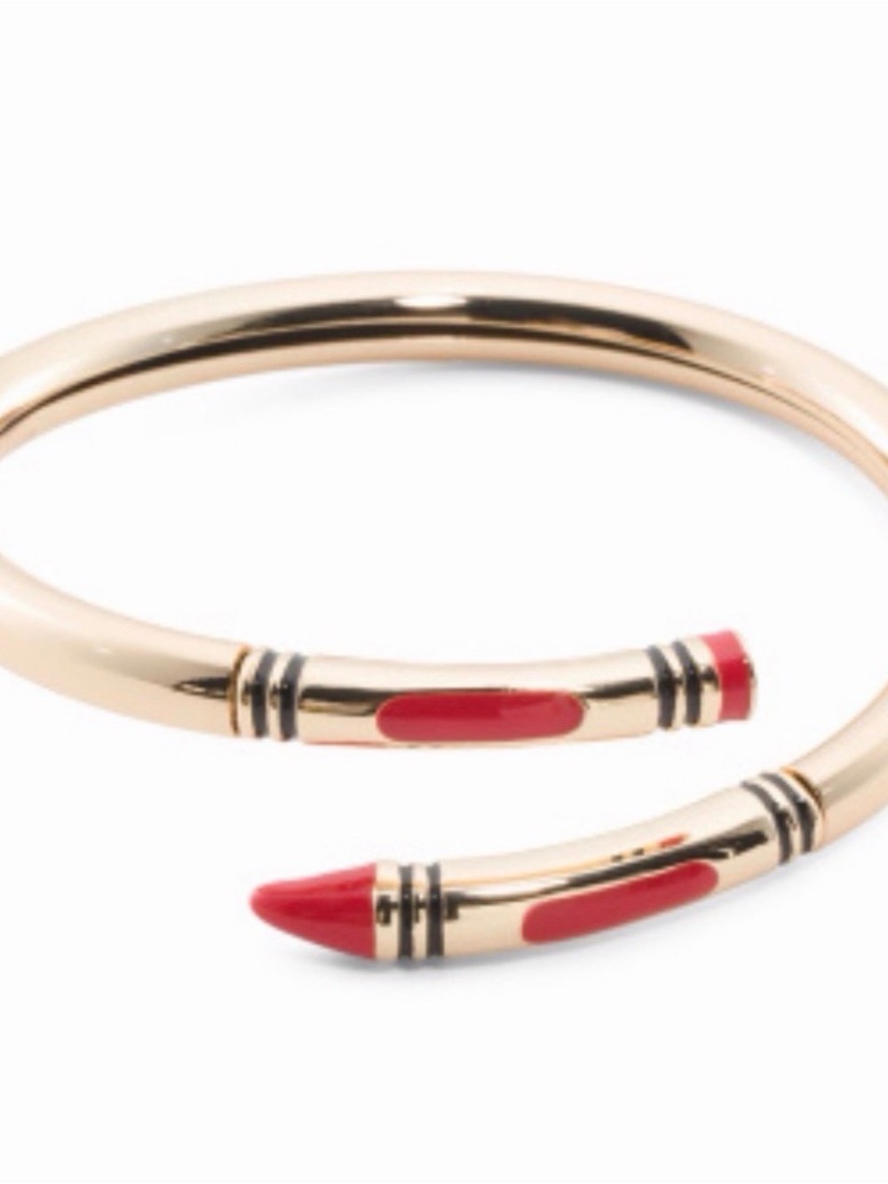True to Form Gold-Tone Bypass Red Crayon Cuff Bracelet